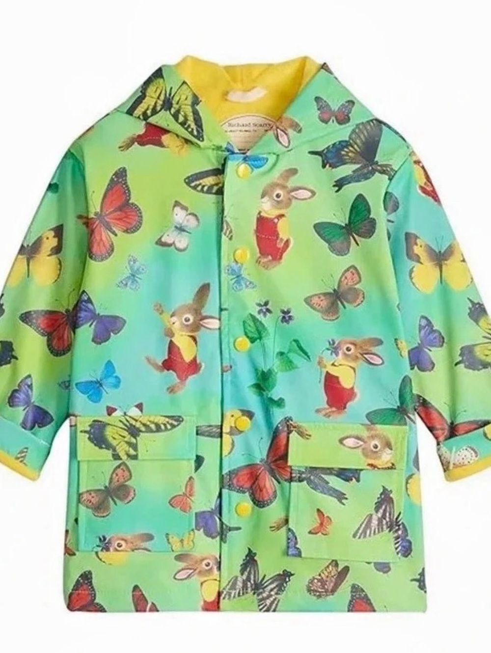 Richard Scarry I Am A Bunny Toddler Raincoat Green & Yellow Baby 12-18M